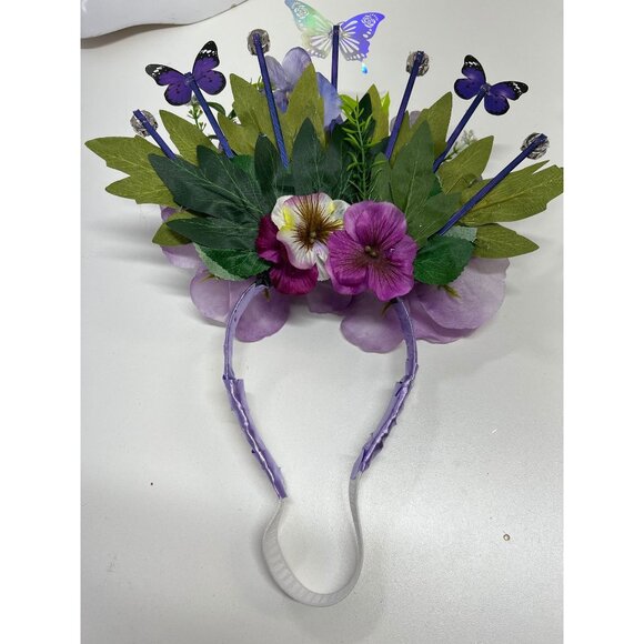 Large Floral Headpiece in Purple Costume Head Wear Hat Headband Performance - Picture 5 of 8